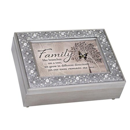 Dicksons FM135GB Family Like Branches On A Tree - Music Keepsake Box; Silver Metal Chest